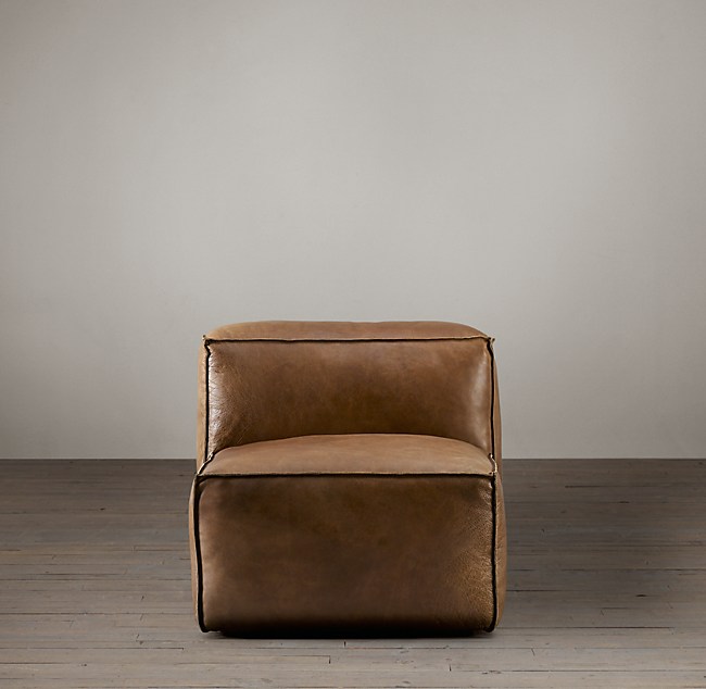 Fulham Leather Armless Chair, Armless Leather Chair