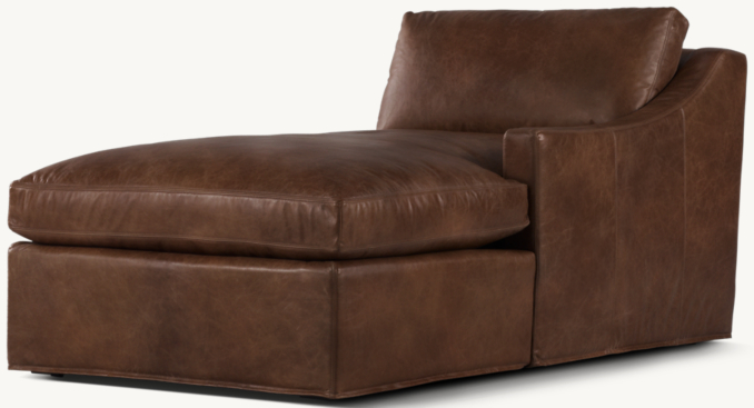 Three Quarter view of Belgian Classic Slope Arm Leather Right-Arm Chaise 