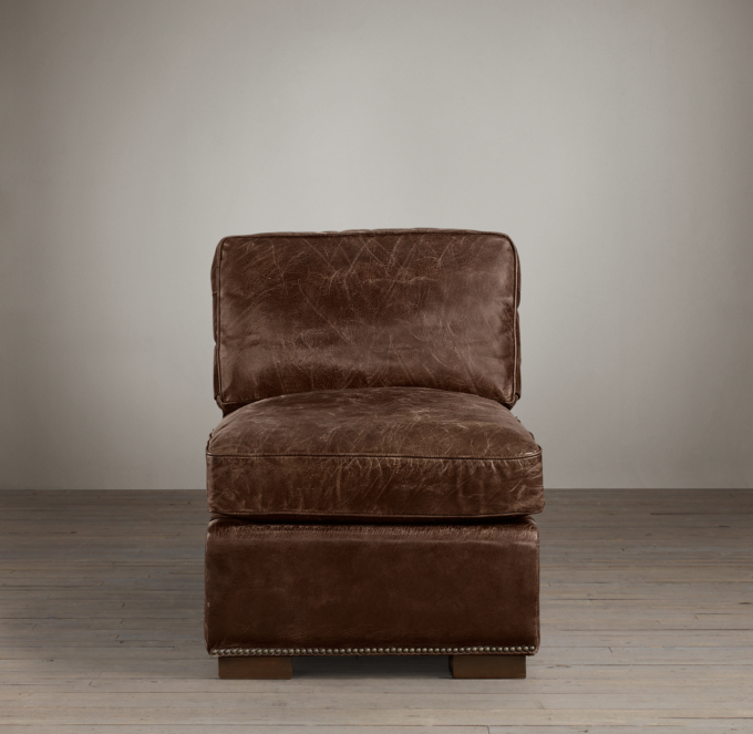 Collins Leather Armless Chair With Nailheads