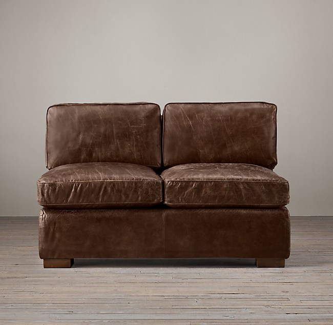 Collins Leather Armless Sofa, Collins Armless Full Sleeper Sofa