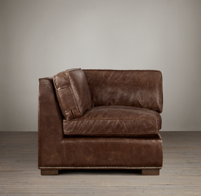 Collins Leather Corner Chair With Nailheads 