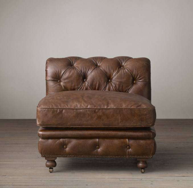 Kensington Leather Armless Chair 