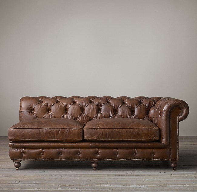 Kensington Leather Right Arm Sofa, Restoration Hardware Kensington Leather Sofa