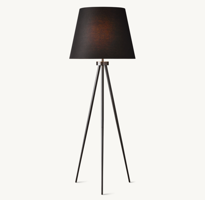 Reed Black Linen Shade Floor Lamp