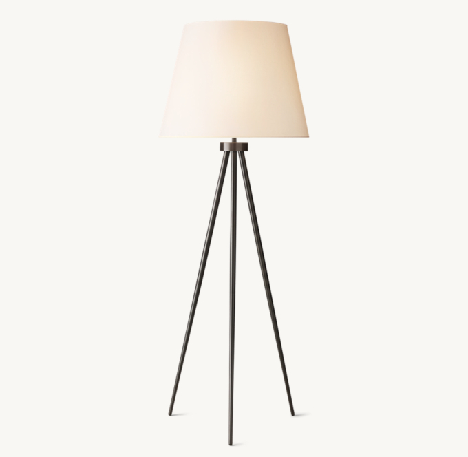 Reed White Linen Shade Floor Lamp