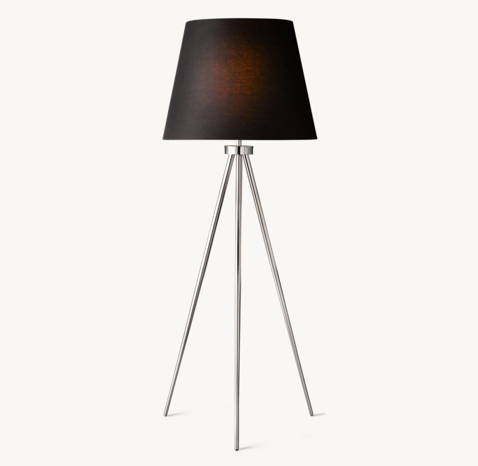 Reed Black Linen Shade Floor Lamp