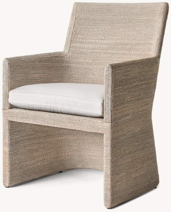 Marisol Seagrass Woven Open-Base Track Arm Dining Armchair