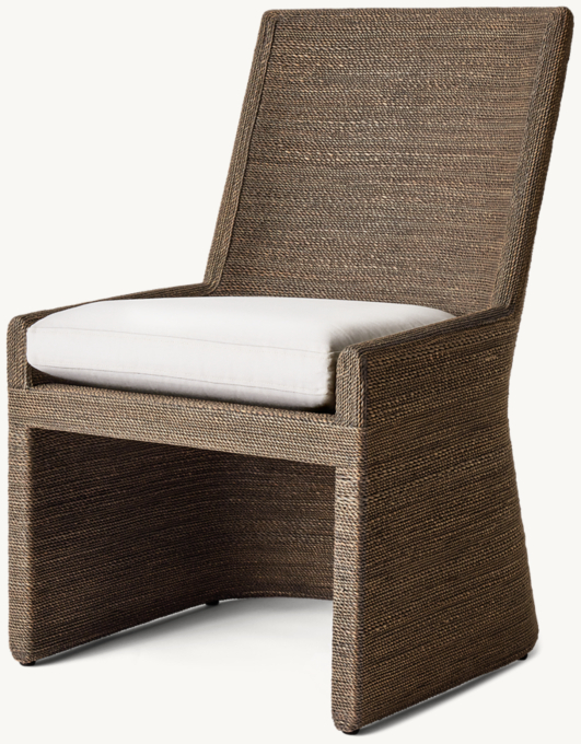 Marisol Seagrass Woven Open-Base Track Arm Dining Side Chair