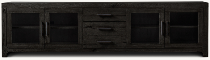Davos Oak Oak Glass 4-door Media Console With Drawers