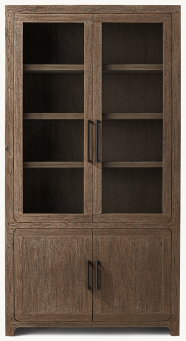 Davos Oak DoubleDoor Glass Sideboard & Hutch