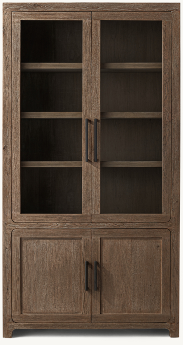 Davos Oak Double-Door Glass Sideboard & Hutch