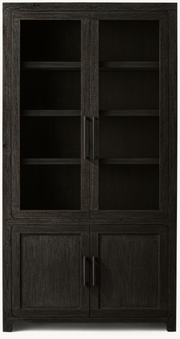 Davos Oak Double-Door Glass Sideboard & Hutch