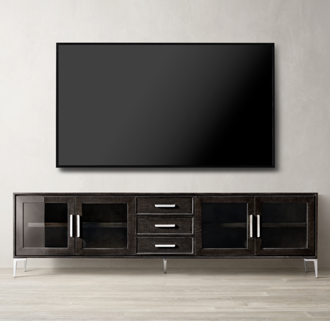 Benoit Glass 4Door Media Console With Drawers