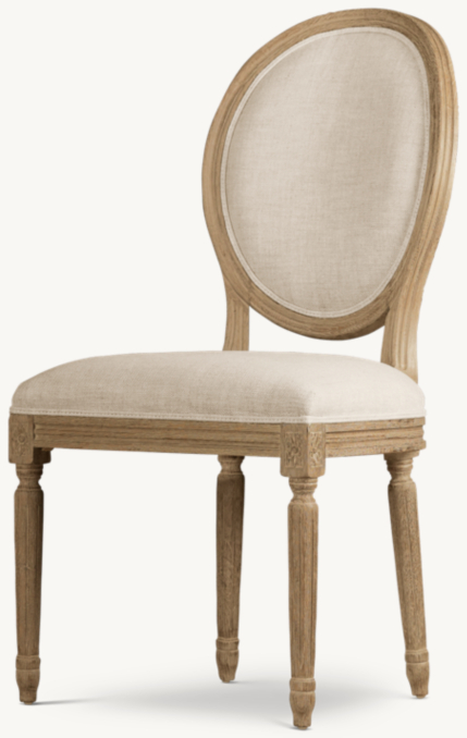 Vintage French Round Fabric Dining Side Chair
