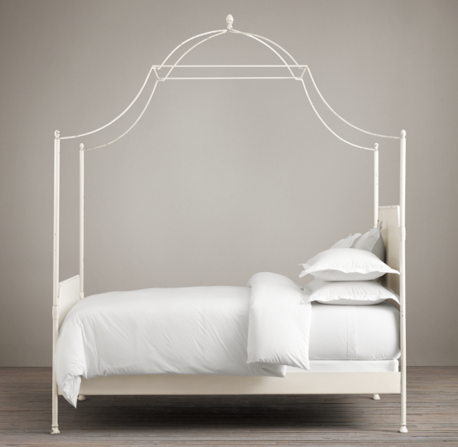 19th C Campaign Iron Canopy Bed