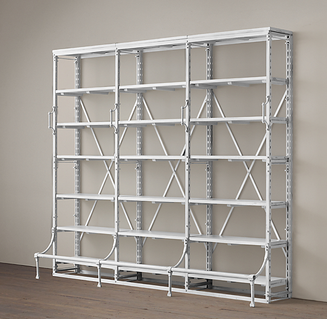 French Library Triple Shelving, Restoration Hardware French Library Shelving