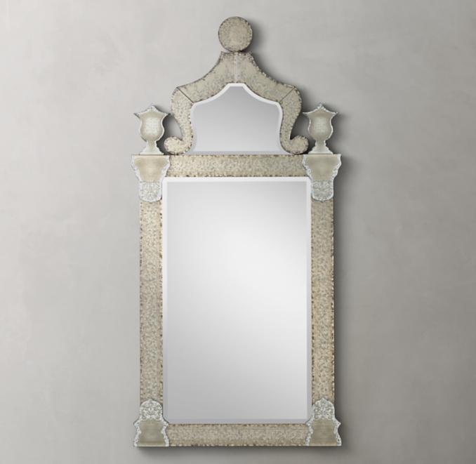 19th C. Baroque Ravenna Etched Leaner Mirror