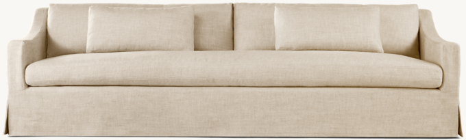 Shown in Sand Belgian Linen. Cushion configuration varies by frame size. 