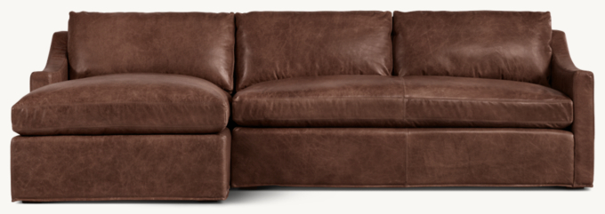 Belgian Classic Slope Arm Leather Left-Arm Sofa-Chaise Bench-Seat Sectional