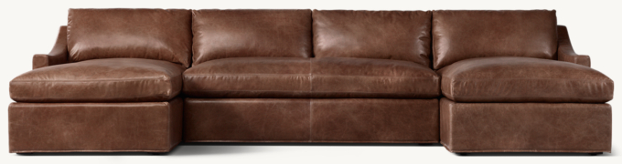 Belgian Classic Slope Arm Leather Customizable Bench-Seat Sectional