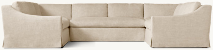Belgian Slipcovered Classic Slope Arm U-Sofa Bench-Seat Sectional