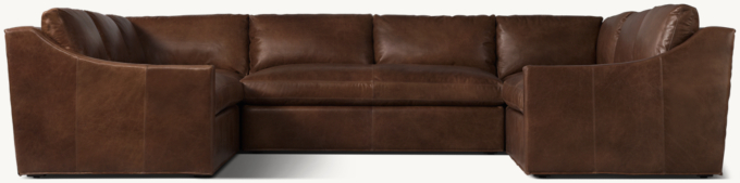 Belgian Classic Slope Arm Leather U-Sofa Bench-Seat Sectional