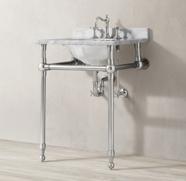 Gramercy Powder Metal Washstand With Backsplash