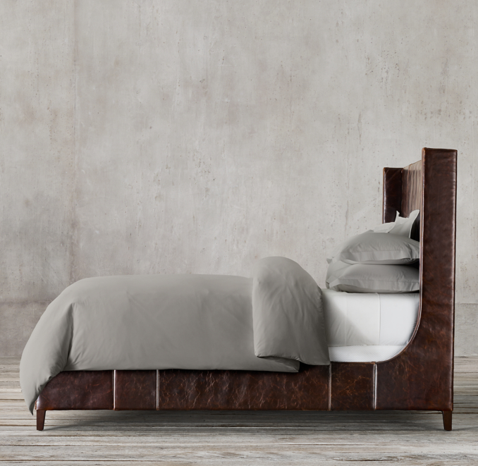 Grayson Leather Sleigh Bed