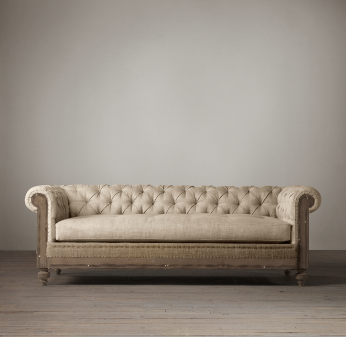 7' Deconstructed Chesterfield Upholstered Sofa