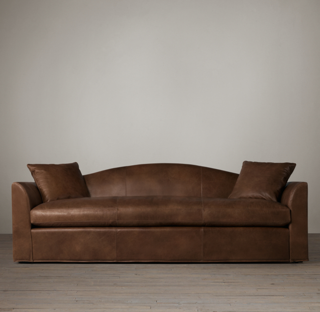 Belgian Camelback Leather Sofa