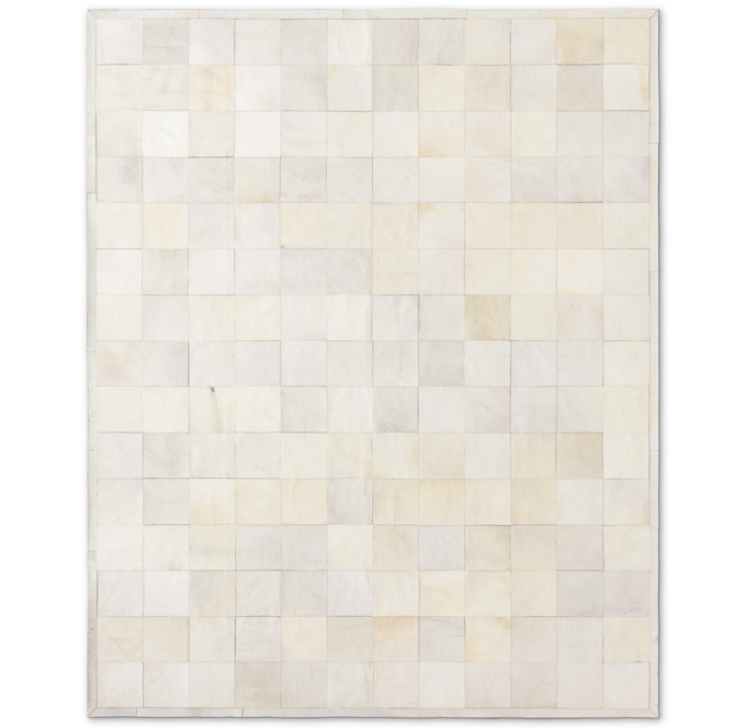 South American Cowhide Tile Rug Ivory