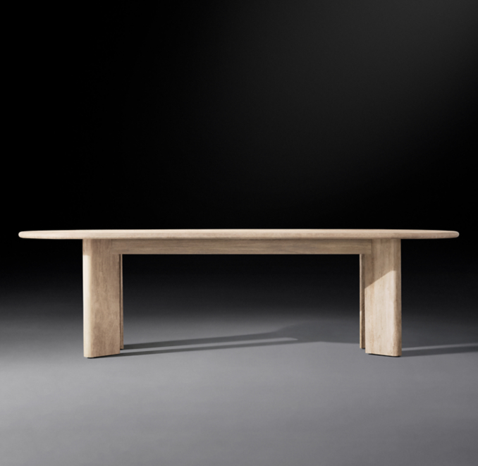 Trento Travertine Rectangular Dining Table