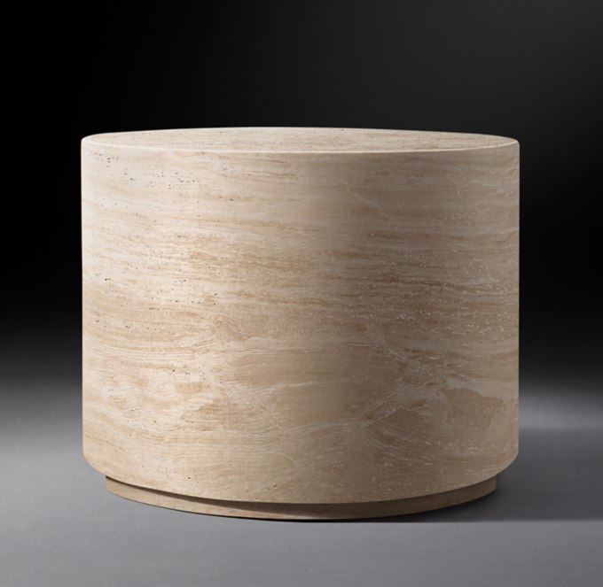 Travertine Round Side Table 