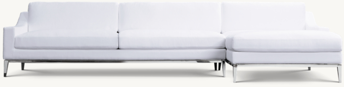 Italia Slope Arm Right-Arm Sofa-Chaise Sectional - Metal Base