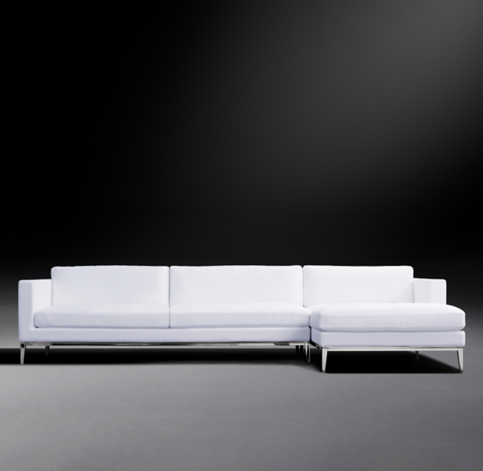 Front view of Italia Shelter Arm Customizable Sectional - Metal Base