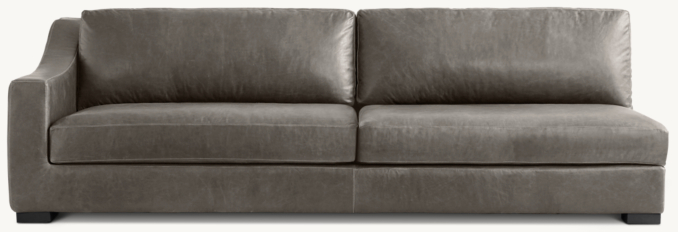 Front view of Modena Slope Arm Leather Left Arm Sofa 