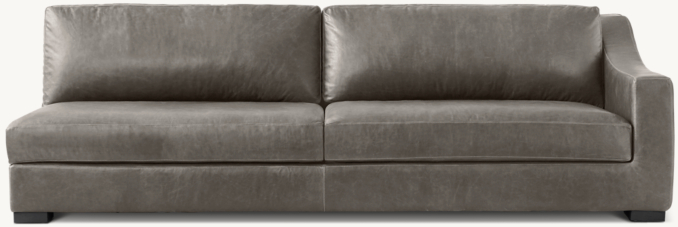 Front view of Modena Slope Arm Leather Right Arm Sofa 