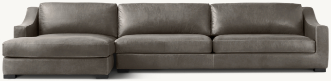 Modena Leather Slope Arm Left-Arm Sofa-Chaise Sectional
