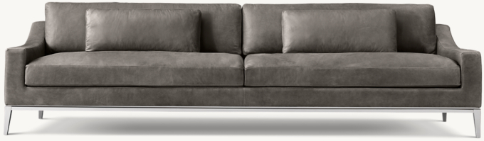 Italia Leather Slope Arm Sofa - Metal Base
