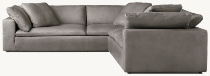 Cloud Anbausofa aus Leder in L-Form mit Armlehne rechts