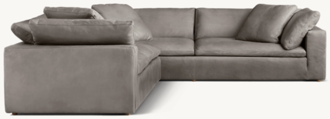 Cloud Anbausofa aus Leder in L-Form mit Armlehne links