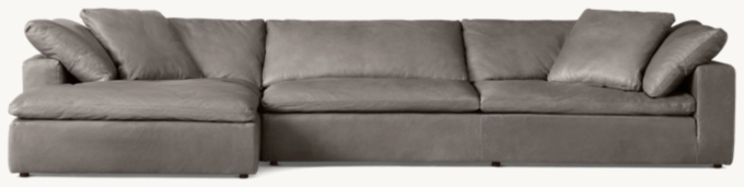Cloud Anbausofa aus Leder mit Chaise mit Armlehne links
