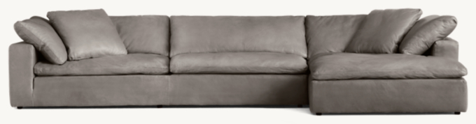 Cloud Anbausofa aus Leder mit Chaise mit Armlehne rechts