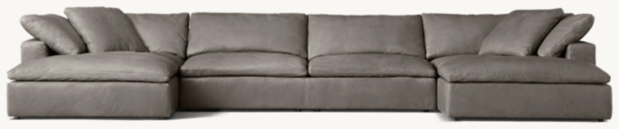 Cloud Anbausofa aus Leder mit Chaises in U-Form