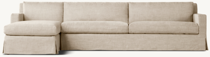 Belgian Slipcovered Track Arm Left-Arm Sofa-Chaise Sectional