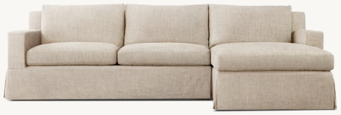 Belgian Slipcovered Track Arm Right-Arm Sofa-Chaise Sectional