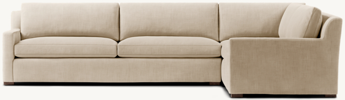 Shown in Sand Belgian Linen; sectional consist of 1 left-arm sofa and 1 right-arm return sofa. Cushion configuration varies by component.