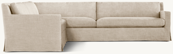 Belgian Slipcovered Track Arm Left-Arm L-Sectional