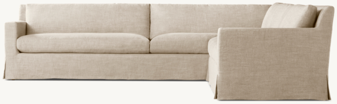 Belgian Slipcovered Track Arm Right-Arm L-Sectional