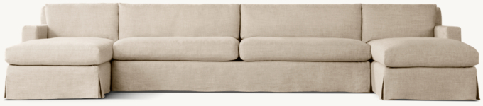 Belgian Slipcovered Track Arm U-Chaise Sectional